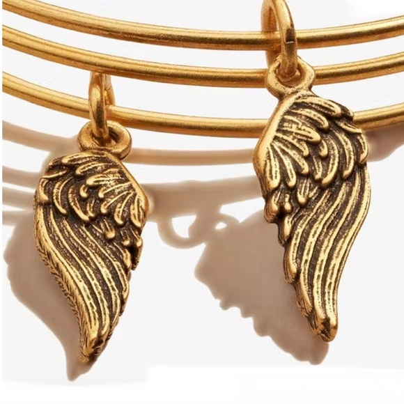 ALEX AND ANI set of Gold Wings Charm Bangles, WEAR FOR GROWTH + NEW BEGINNINGS - Picture 4 of 5